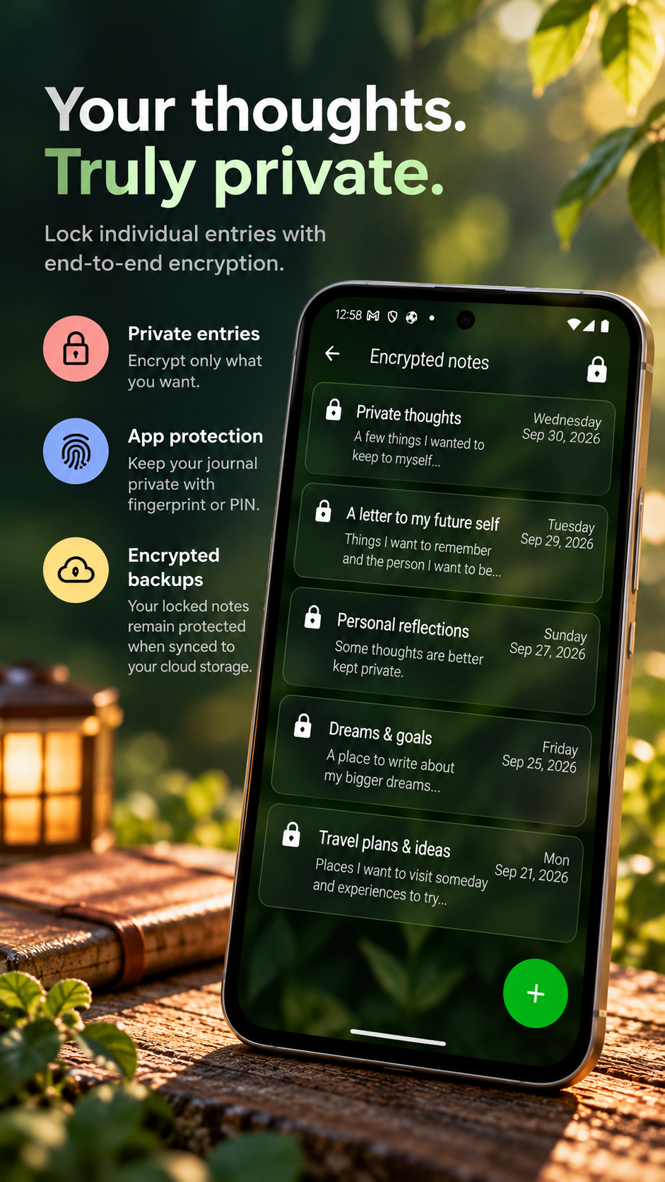 DiaryVault app interface
