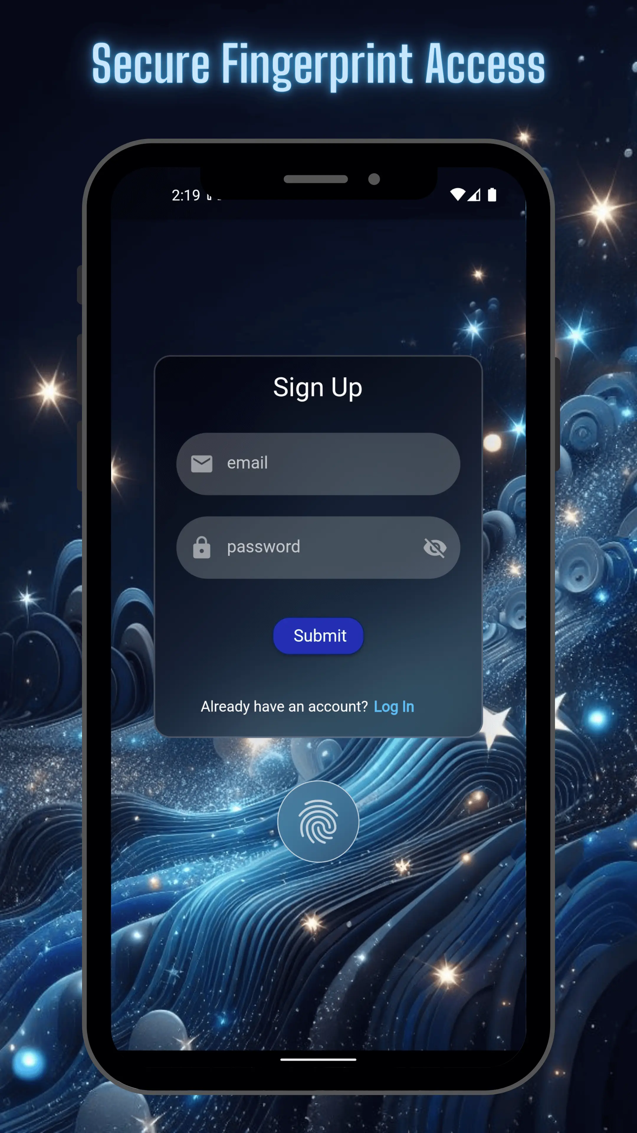 DiaryVault encryption or security screen